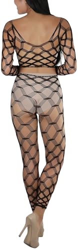 Image of ToBeInStyle Women's Spandex Multi Net Fishnet Set Rave Novelty Party Crop Top & Tights