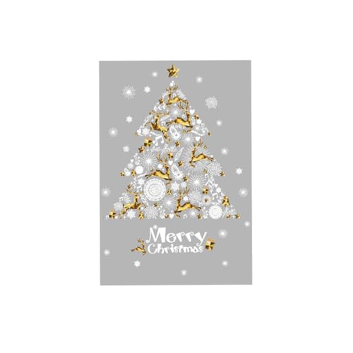 Bestoyard Natale finestra immagine albero di salice Golden Renna Merry Christmas autoadesivo statico adesivo PVC adesivo decorazione natalizia 60 x 90 cm
