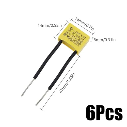 6 Stück LED Entstörer Kondensator bei Blinkenden Sicherheits kondensatoren nicht ausgehenden LED Lampen Entstörkondensator 0,22µF 275V X2 Radial