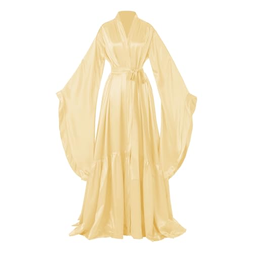 Women's Bridal Robes Old Hollywood Maternity Photoshoot Silk Bathrobe Long Lingerie Cover Up Nightgown