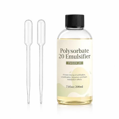 7.05 oz Polysorbate 20 Emulsifier for Skin Care - Gentle & Non-Irritating High-Efficiency Surfactant for DIY Lotions Serums Shampoos | Safe for Sensitive Skin Multipurpose Cosmetic-Grade