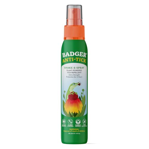 Badger Tick Spray, All Natural Tick Repellent for Humans, 6+ Hours Effective, Extra Strength...