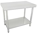 Beeketal 'BA100' Gastronomie Edelstahl Arbeitstisch 100 x 60 cm, Tisch bis 100 kg belastbar, Profi Gastro Küchentisch mit extra großer unteren Ablagefläche und justierbaren Stellfüßen