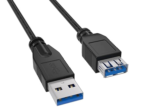 CableLeader 6ft SuperSpeed USB 3.0 Cable Type A to Type A Male to Female Extension Cable, Up to 4.8 Gbps Data Transfer for Keyboard, Mouse, PlayStation, Xbox, Flash Drive, Printer & More, Black