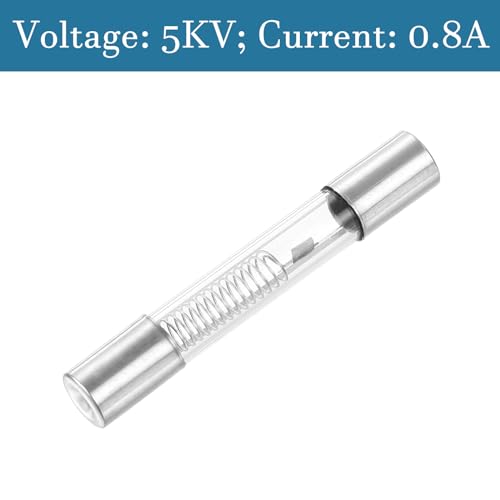 QUARKZMAN 0,8A 5kV Mikrowellen-Sicherung x 3 Stück Glasrohr-Sicherung Universal-Ersatz für Mikrowellenherd, [Silberton]