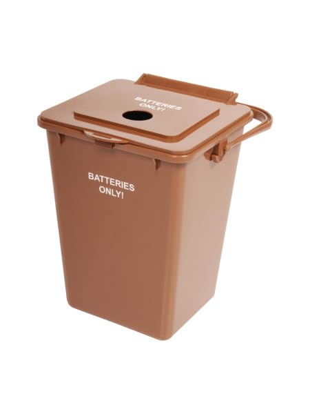 High Volume Battery Recycling Bin with Circle Opening and Carrying Handle