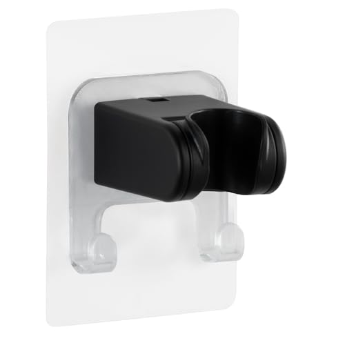 OFFO Supporto Soffione Doccia Senza Perforazione,Sottile Porta Doccino per Doccia, Supporto per Doccia Porta Soffione Doccia Autoadesivo Angolo Regolabile, Nero Opaco