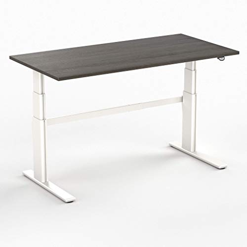 Sitz-Steh-Schreibtisch AluForce 270 (Weiß/Eiche Braun 120 x 80cm) Cover