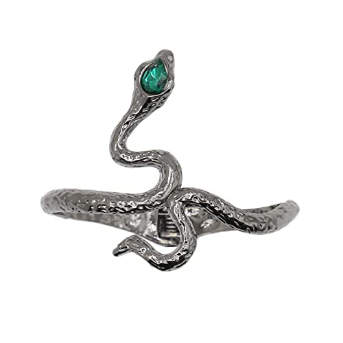 Cualque Snake Cuff Bracelet Vintage Punk Open Arm Cuff Bracelet Gothic Silver Serpent Animal Warp With Green Eyes Snake Jewelry For Women Girls #TOP6