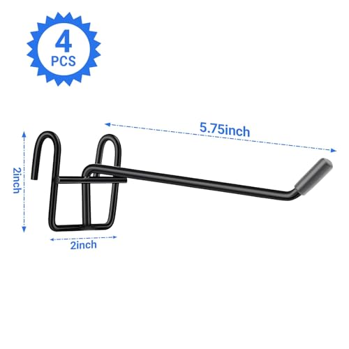 FIMXSD 4 PCS Heavy Duty Metal Hooks with Rubber Cover Wire Shelving Accessories for Utility Rack, Storage Room,Garage (Black)