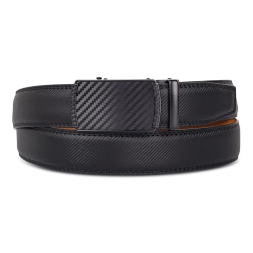 Image of Aurolran Men&Womens Leather Dress Belt Business Automatic Buckle Belt Color-Black Silver Gold