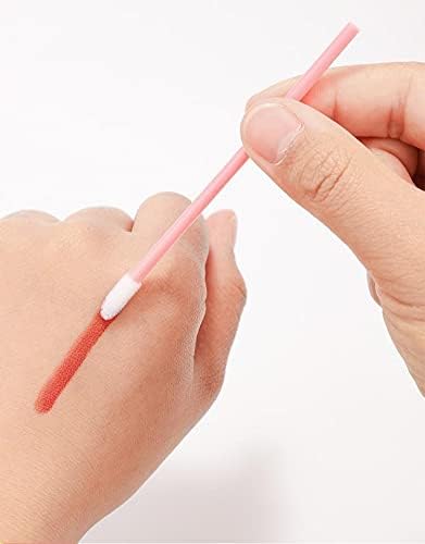 ÂME BY M 100pcs Pink Disposable Lip Brush Lip Gloss Lipstick Concealer Brushes Eyebrow Tint Wax Lamination Castor Oil Applicator Wands Lip Scrub Brush Makeup Tool Kit