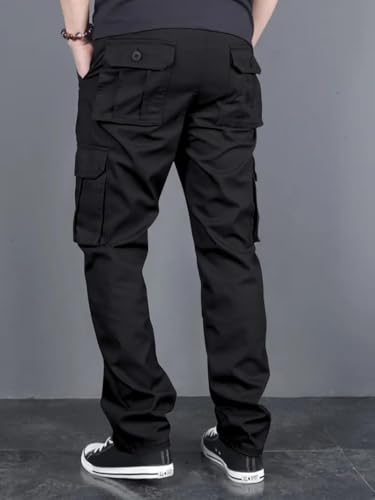 Image of DBAX Men's Olive Green Utility Cargo Pants | Multi Pocket Relaxed Fit Cargo Trousers | Durable Casual Streetwear Pants for Men