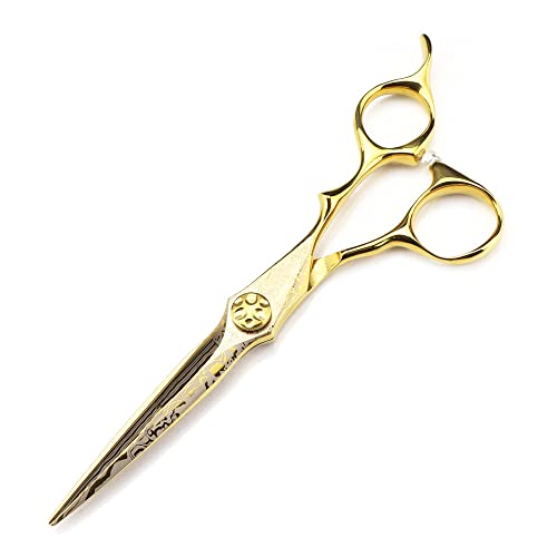 Ciseaux de coupe de cheveux professionnels de 6 pouces en or YZCIS