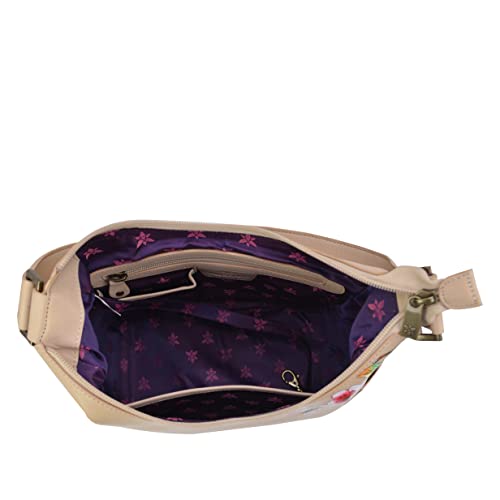 Image of Anuschka Women's Leather Hobo Bag - Hand-Painted Genuine Leather Handbag with Side Pockets for Everyday Use - 382