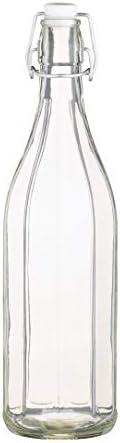 KitchenCraft 1 Litre Glass Bottle for Oil, Vinegar or Water with Lever Arm Stopper