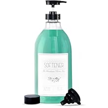 The Farmhouse Room Inc. Fabric Softener Liquid Dispenser - Softener Container for Laundry Room Organization - BPA Free & PET Plastic 1/2 Gallon Pump Bottle Dispenser - w/Waterproof Labels 64oz