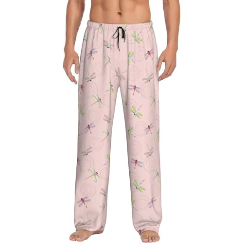 Pajama Pants Men - Ripple Dragonfly Pink Men's Pajama Bottoms, Mens Cotton Pajama Pants