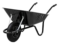 Barrow in a Box Easiload 85L Black Wheelbarrow, The Walsall Wheelbarrow Company, Heavy Duty Steel Wheelbarrow with Pneumatic Tyre