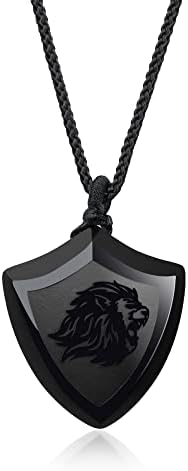 COAI Black Obsidian Shield of Faith Pendant Amulet Necklace