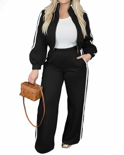 CHICME Womens 2 Piece Outfits Spring 2026 Casual Striped Tracksuit