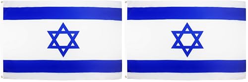 AZ FLAG - Drapeau Israël - 150x90 cm - Drapeau Israélien 100% Polyester Avec Oeillets Métalliques Intégrés - Pavillon 110 g (Lot de 2)