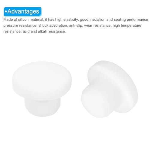 Image of MECCANIXITY 3pcs T-Shaped Silicone Plugs 14.1mm 9 /16 Inch Dia Snap in Plug Hole Seal Cover Round Rubber Stopper for Kitchen Rubber Bulkheads Waterproof Sealing Plugs White