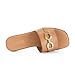 Rihero Slide Sandals Women Comfortable Flat Slides Dressy Summer Square Peep Toe Leather Wide Width Sandals Camel Size 8