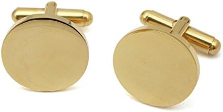 COUYA Stainless Steel 18k Gold Plated Round Cufflinks for Men's Shirt Wedding Business