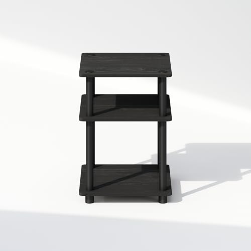 Furinno Turn-N-Tube Night Stand, 3-Tier Nightstand with Open Shelf, Bedside Table, End Table, Side Table, for Bedroom, Living Room, Black by Furinno - Used condition - Image 5