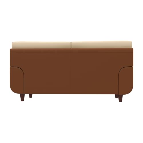 Image of Interio by Godrej Bayflow 2 Seater Synthetic Leather Sofa | 3-Years Warranty, Plywood + Pinewood, Coffee Brown