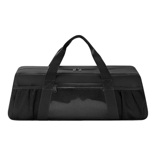 Bolsa de almacenamiento negra para herramientas de barbacoa, 55 x 16 x 19 cm, organizador portátil de utensilios de parrilla con asas reforzadas, compartimento principal con cremallera, bolsillos