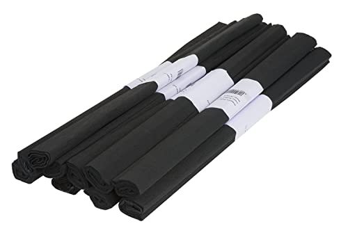 Krepppapier Schwarz | 10 Rollen Je 50 X 250 Cm | Für Basteln, Dekoration & Kindergeburtstage | Idena