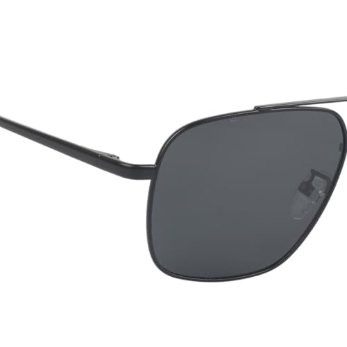Image of Fueel Polarized Square Sunglasses for Men & Women | UV Protected Retro Half Frame Sunglasses | Lightweight Stylish Black Frame