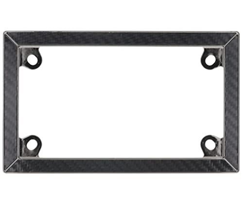 Harrier Die-Cast Metal Motorcycle License Plate Frame, Carbon Fiber Black #TOP9