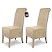 Produktbild SCHEFFLER-Home Stuhlhussen 2er Set Leon Beige-Stein/elastische Wildleder Hussen für Stühle/Robustes Freischwinger Hussen Set/Stuhlhussen Stretch & Lederoptik/Stuhl Hussen waschbar
