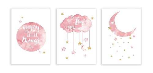 Toiles roses nordiques lune nuage pour sublimer la chambre de votre fille