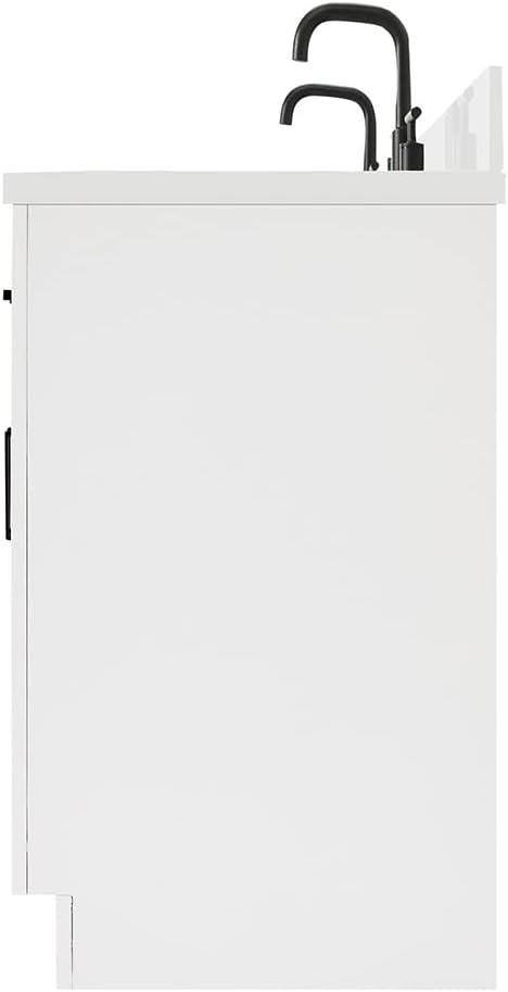 ARIEL Hepburn 73" Inch Double Rectangle Sink Vanity with 1.5" Edge Pure White Quartz Countertop in White