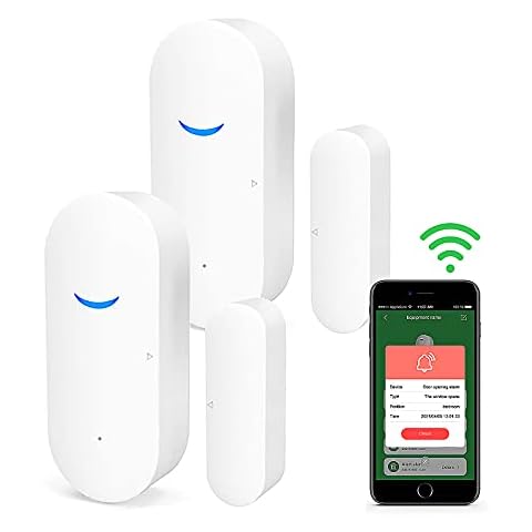 WIFI Door Window Alarm Sensor Detector for Home Security, Wireless Garage Door Shed Alarm System Accessories, Sends Intruder Alarm to Phone App, Compatible with Alexa and Google Assistant - 2 Pack Cover