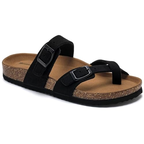 Image of Torotto Boys Girls Sandals with Cork Footbed Adjustable Buckle Casual Flip Flops Sandals Open Toes Flat for Kids Toddler