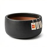 Teramico Pflanzschale Keramik Frostfest rund – Handgemachte Bonsaischale & Gartendeko für Außen, Balkon & Terrasse – Blumen Schale mit Bodenloch (Anthrazit, Ø 21 x 10 cm)