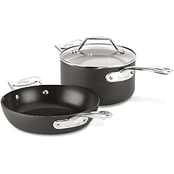 Sartenes All Clad All-Clad 011644914370 Essentials - Sartén antiadherente anodizado duro con tapa, aluminio, color gris