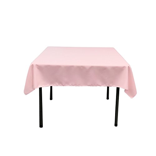 LA Linen Polyester Poplin Square Tablecloth, 52" x 52", Light Pink