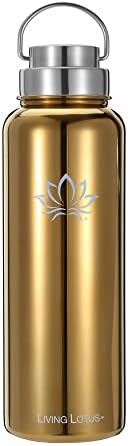 Gold Water Bottle Living Lotus Stainless Steel Thermal Bottle Refillable Water Bottle Insulated Water Bottle Glitter Water Bottle