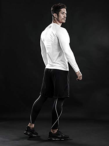 Drskin 5 Pack Men's Compression Shirts Top Long/Short Sleeve Sports Baselayer Workout Running Athletic Gym (Round-(Sbb01+Sw-W03+Sdna08)+Sbbn55+Sw-Wn086, M) #TOP3