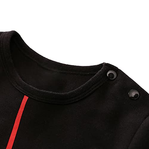 Yfybaby Newborn Baby Boys Girls Anime Romper Cotton Long Sleeve Infant Cosplay Costume Jumpsuit Outfit, A-Black, 12-24 Months #TOP2