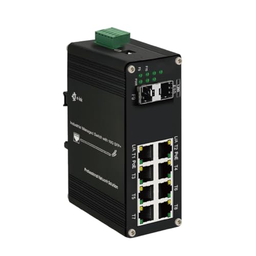 Image of Industrial Gigabit Managed PoE Switch - 8 Ports 10 /100 /1000Mbps Web Management DIN Rail PoE Switch with 2 SFP Slots, Network PoE Switch Support Ring Network, VLAN, STP /RSTP