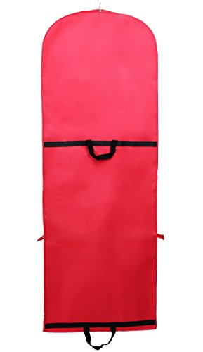 TUKA Transpirable Funda de ropa, 180 cm x 65 cm Bolsa de Ropa Protector para vestidos de novia o de fiesta, trajes, abrigos. 2 accesorios bolsillos, Bolsa portatrajes, rojo, TKB1001 red