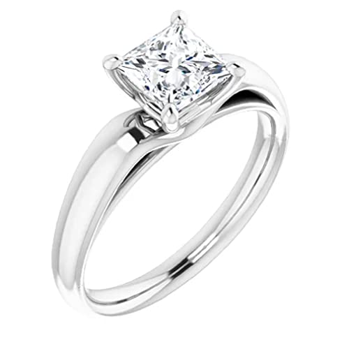 JEWELERYIUM 1 CT Princess Cut Colorless Moissanite Engagement Ring, Wedding/Bridal Ring Set, Solitaire Halo Style, Solid Sterling Silver Vintage Antique Anniversary Bridal Ring Gifts for Her3