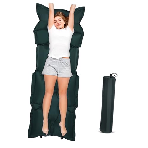 Camping Mat Sleeping Pad for Camping Cooling Mattress Topper Camping Sleeping Cushion Tent Memory Foam Mattress Topper Plane Futon Self Inflating Mattress Kit Cot Green